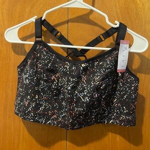 LIVI Women's Black Patterned Sports Bra